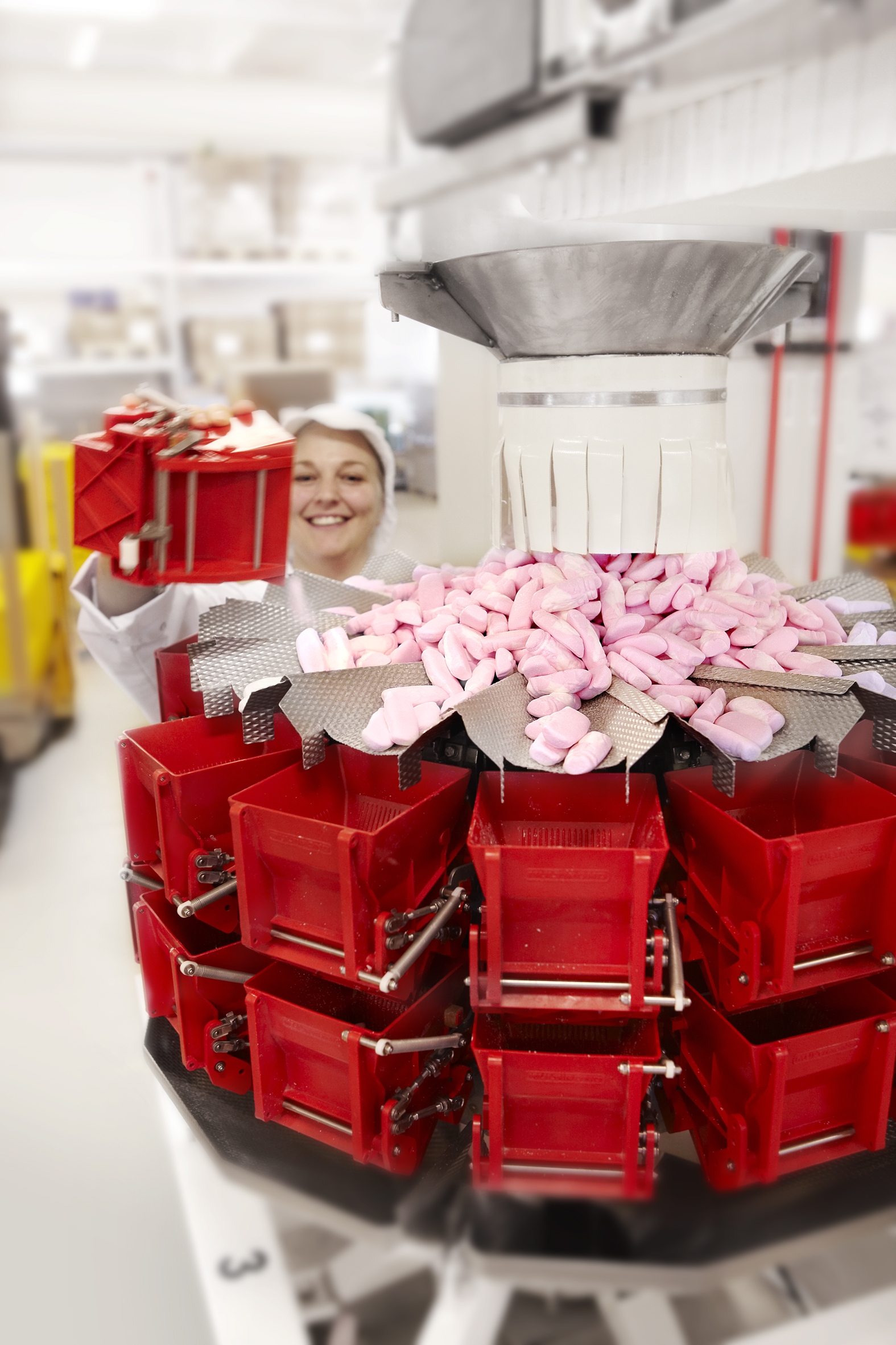 photo of candy being sorted at a factory