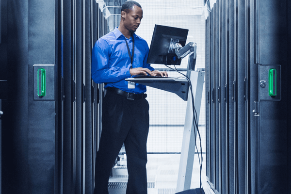 IT technician in a server room 