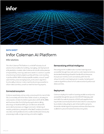 Infor Coleman AI Platform Data Sheet English