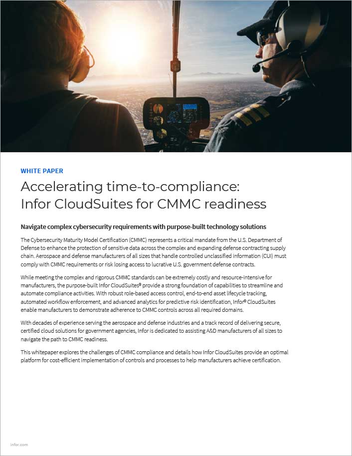 Accelerating time to compliance Infor
  CloudSuites for CMMC readiness White Paper English 457px