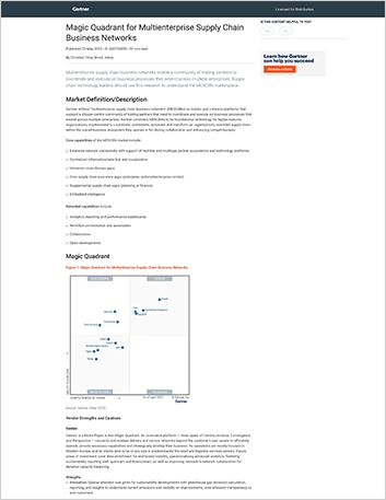 th Gartner 2022 Magic Quadrant for   Multienterprise Supply Chain Business Networks Analyst Report English