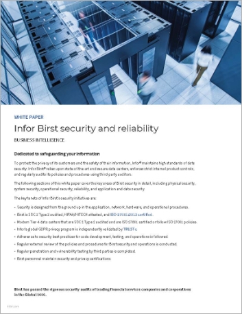 Infor Birst security and reliability White Paper English