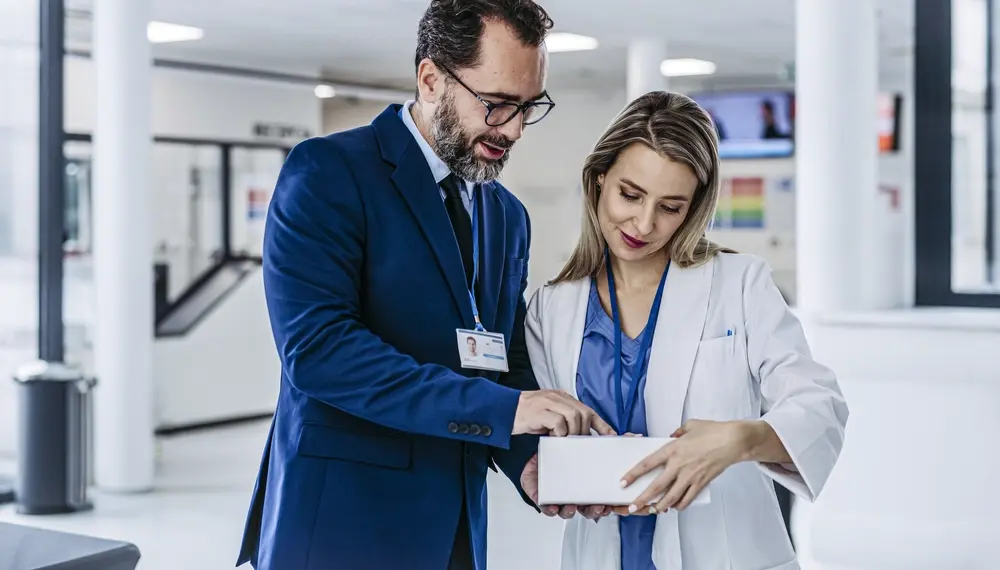 Medical professionals consulting