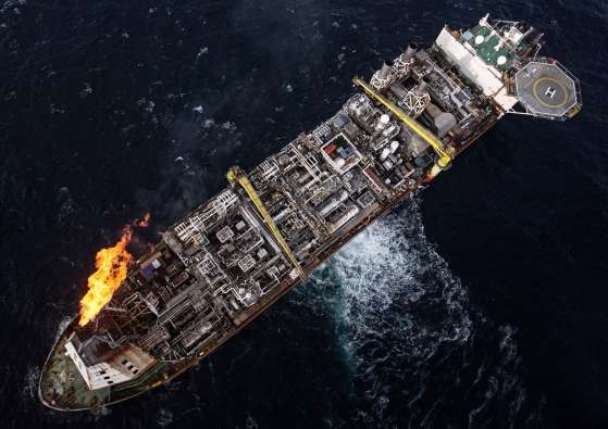 aerial photo of a tanker ship in the water