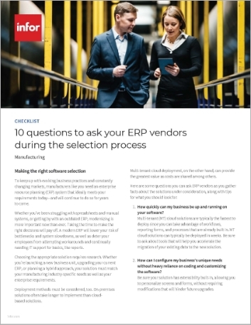 10  questions to ask your ERP vendors during the selection process Checklist   English