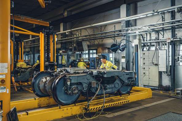 Man working on a bogie