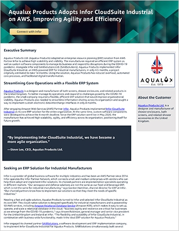 th Aqualux improves agility and   efficiency with Infor and AWS Case Study English