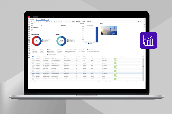 Infor manufacturing ERP dashboard displayed on a laptop