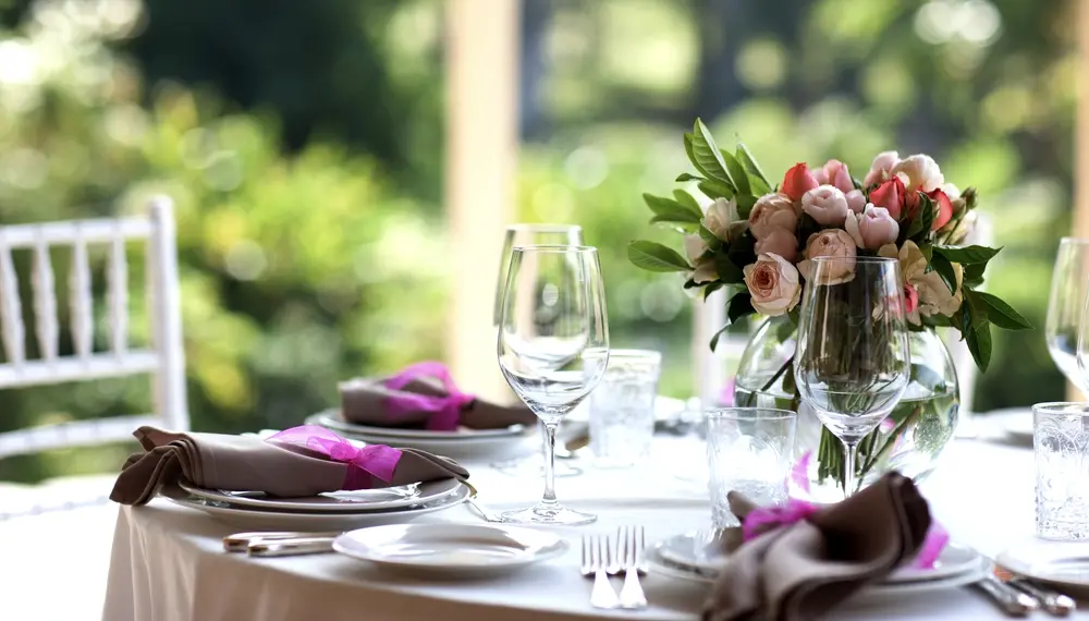 A closeup of a table at a dinner party