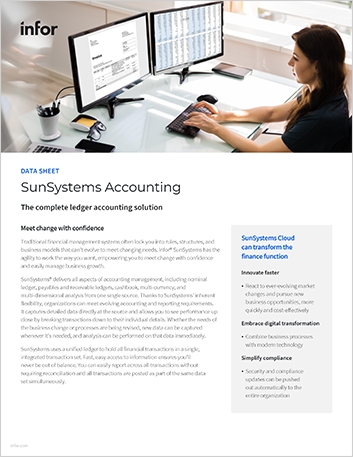 SunSystems Accounting data sheet