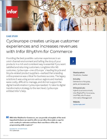 Cycleurope  Case Study Infor M3 Infor Rhythm for Commerce Infor Product Information   Management Distribution EMEA English