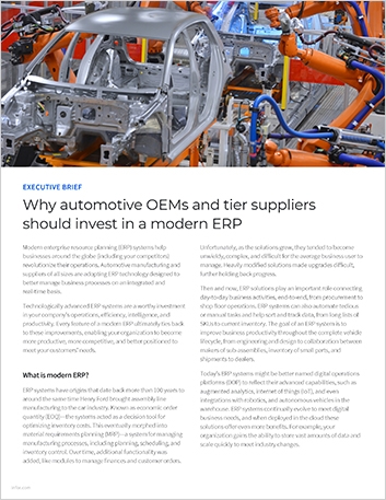 Why automotive OEMs and tier suppliers should invest in a modern ERP
