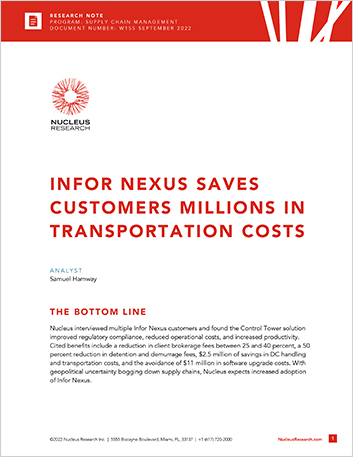 Infor Nexus Saves Customers Millions in
  Transportation Costs Analyst Report English 457px