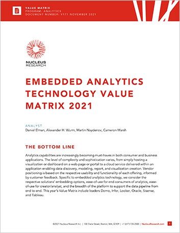 Embedded  Analytics Value Matrix 2021 Analyst Report English