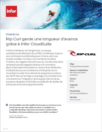Rip Curl stays ahead of the wave with
  Infor CloudSuite Case Study French 457px