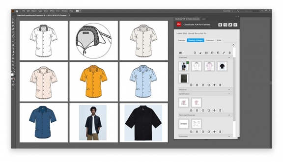 Zrzut ekranu przyspieszonego procesu projektowania w Infor PLM for Fashion