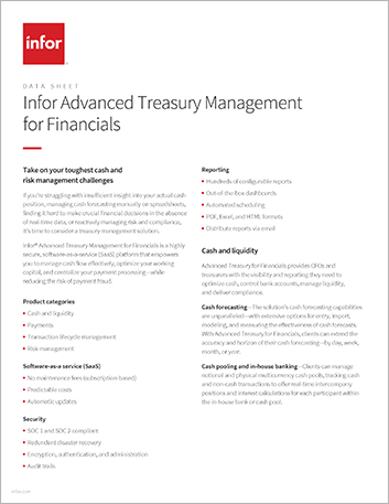 Infor   Advanced Treasury Management for Financials Data Sheet English 