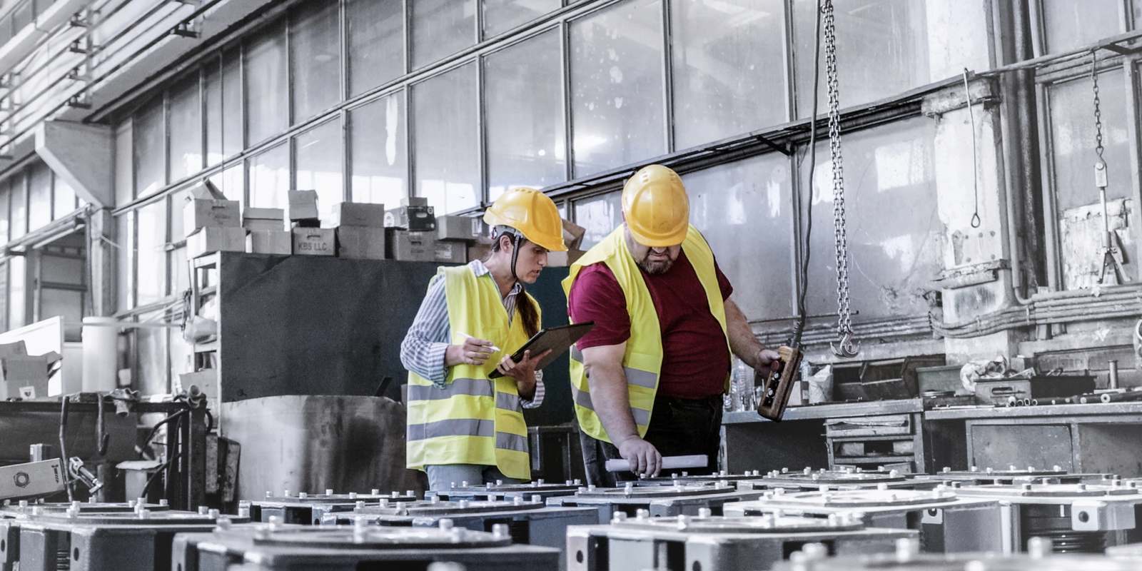 Engineers working in metal manufacturing industry