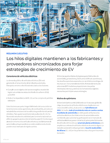 Digital threads keep manufacturers and   suppliers in sync to forge EV growth strategies Executive Brief Spanish LATAM   457px
