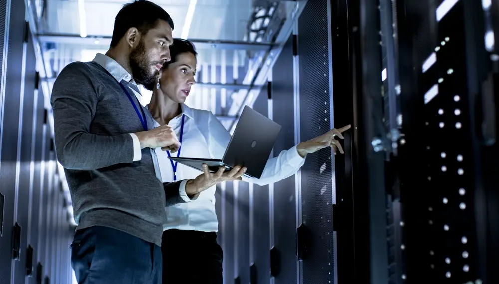 IT specialists in a server room