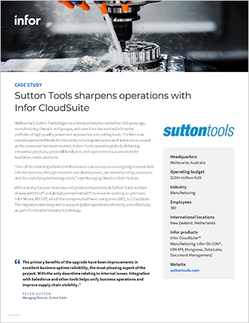 Sutton Tools sharpens operations with Infor CloudSuite Case Study English