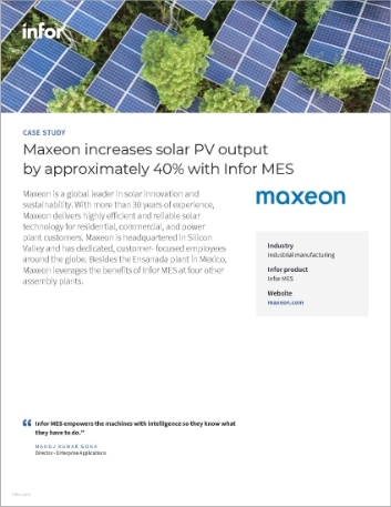 Maxeon increases solar PV output by approximately 40 with Infor MES Case Study English