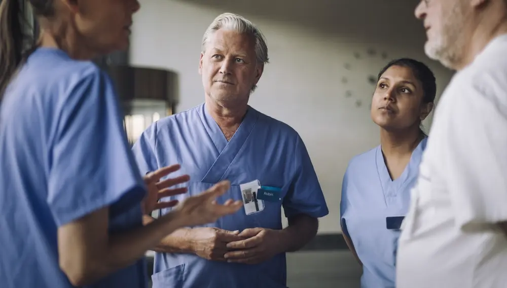 Clinician examining results on a touchscreen 