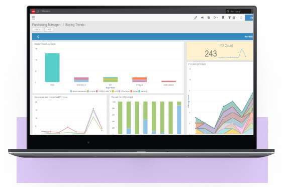 Infor CS PS screenshot of a purchasing manager using the financial and procurement buying trends capabilities