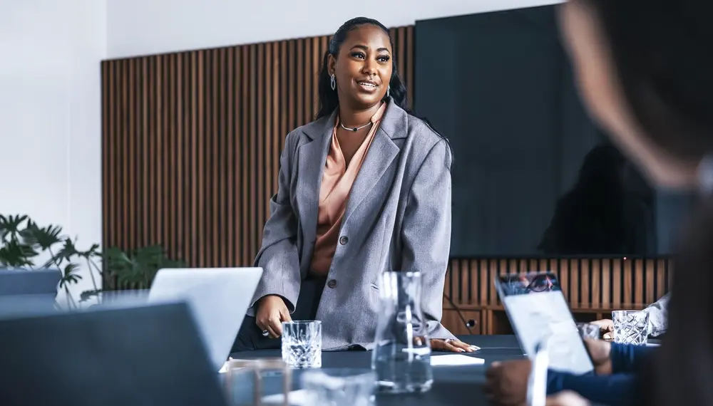 Healthcare CFO communicating with colleagues