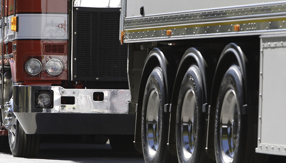 Wheels of a semi-truck