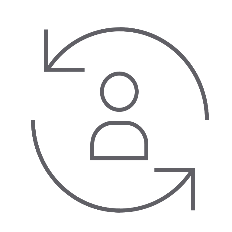 customer life cycle, person, employee, circle, arrow, flow, procedure