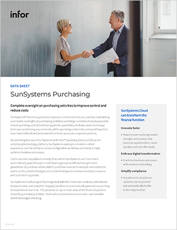 Sunsystems purchasing data sheet