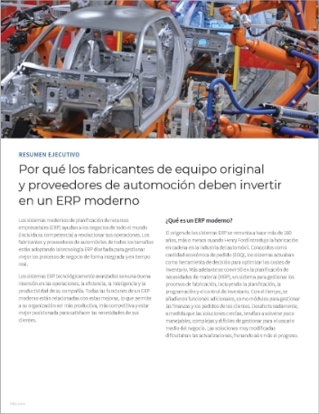 th Why automotive OEMs and tier suppliers should invest in a modern ERP Executive Brief Spanish Spain 