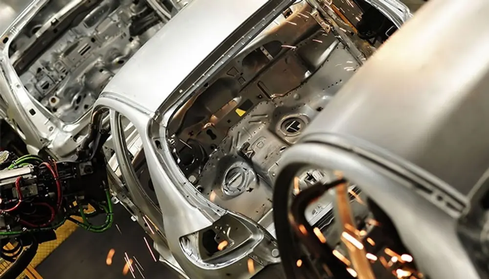 Car assembly in a factory