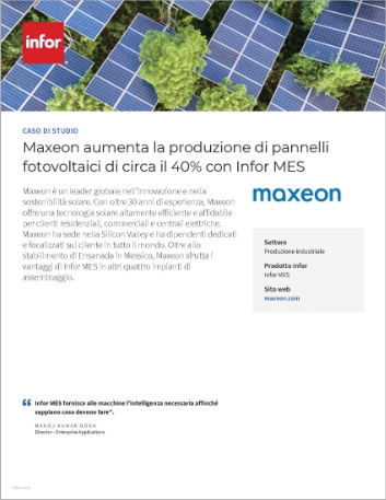 Maxeon increases solar PV output by
  approximately 40 with Infor MES Case Study Italian 457px