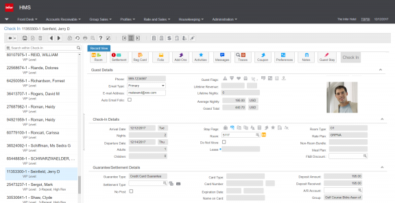 Capture d’écran de l’interface utilisateur du système de gestion des établissements hôteliers