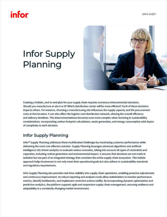 Infor Supply Planning Data Sheet th