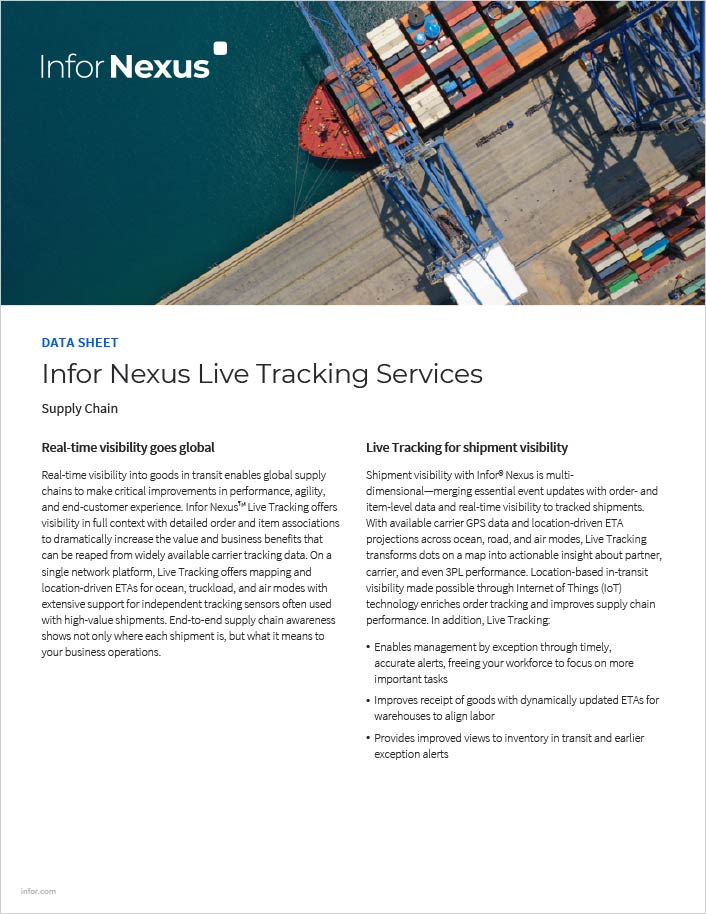 Infor Nexus Live Tracking Services Data Sheet English   