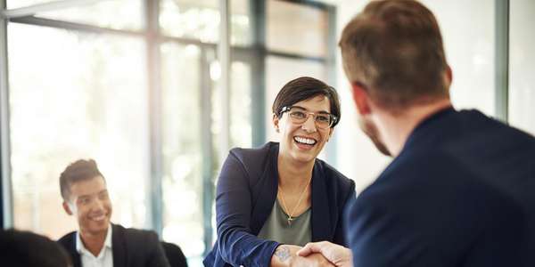 businesspeople meeting boardroom handshake
  woman