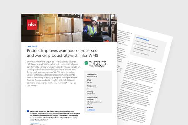 Endries improves warehouse processes and worker productivity with Infor WMS