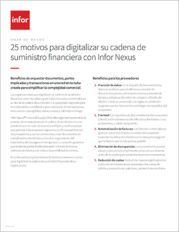 th 25 reasons to digitize your financial supply chain with Infor Nexus Data Sheet Spanish Spain 