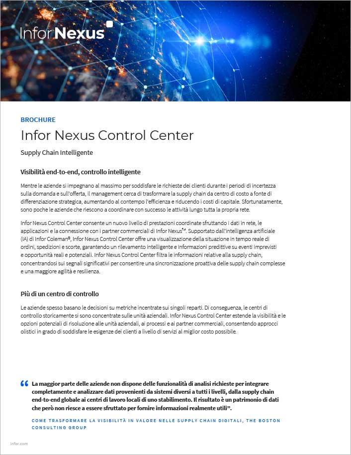 th Infor Nexus Control Center   Brochure Italian