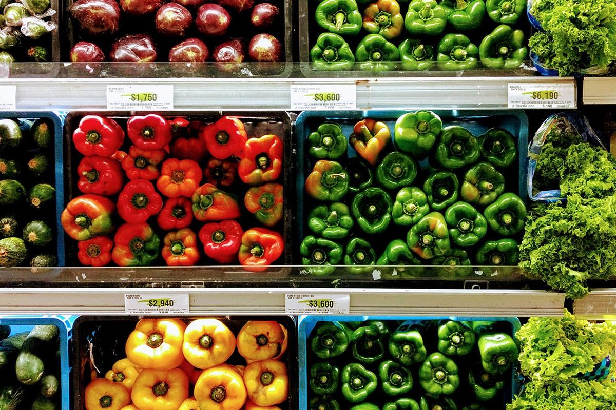 Produce section in a grocery store