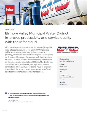 Elsinore Valley Municipal Water District Case Study Infor Financials and Supply   Management Public Sector NA English