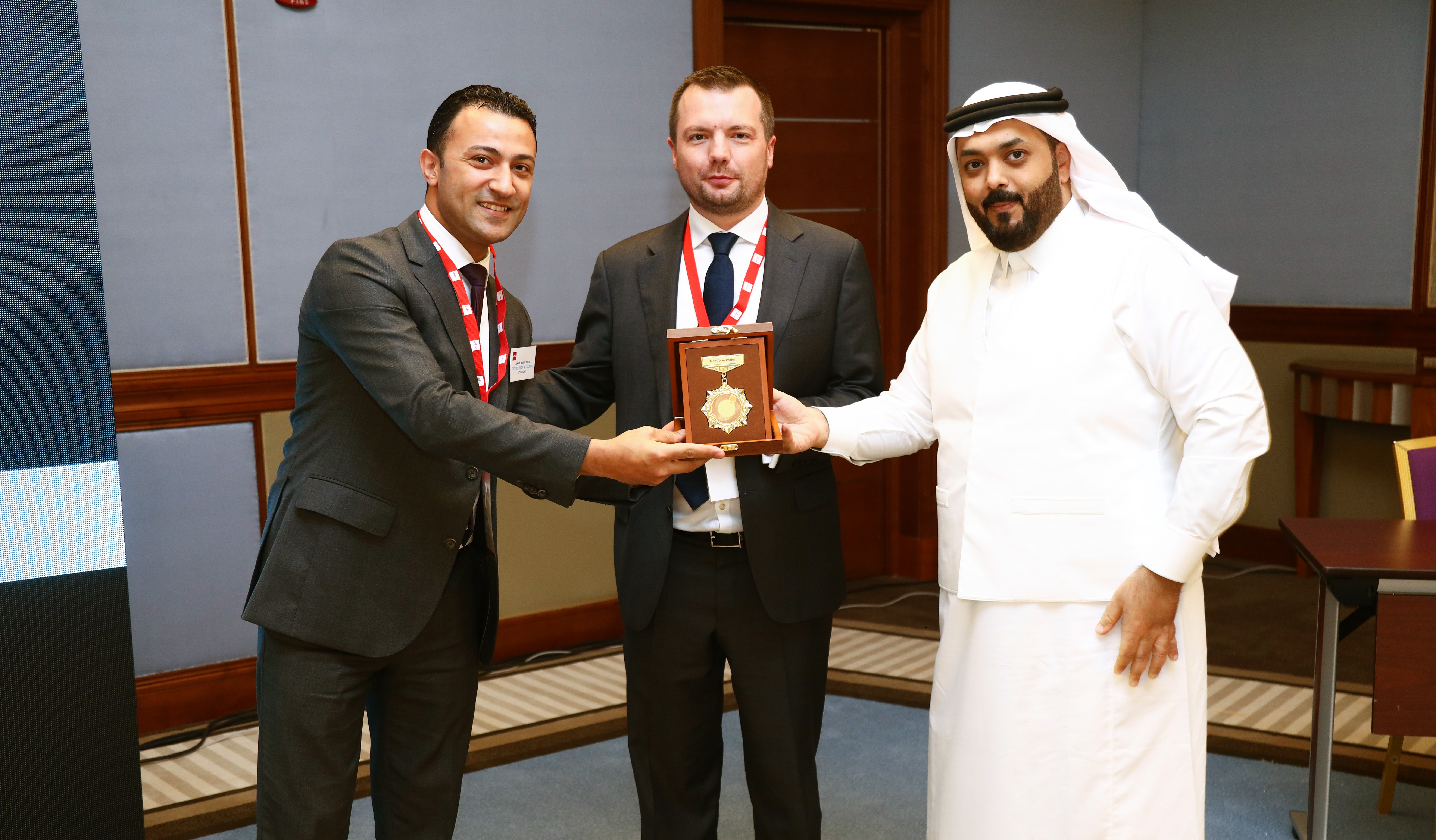 Amir Adly, Infor solution consultant; Jonathan Wood, Infor general manager for MEA; and Hatem Bakheet, CEO of Saudi Bugshan Barmaja