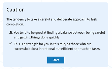Caution. The tendency to take a careful and deliberate approach to task completion screenshot