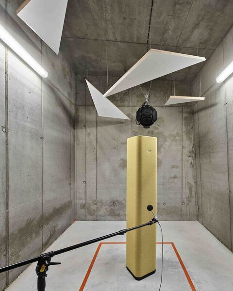 concrete room microphone acoustic triangles