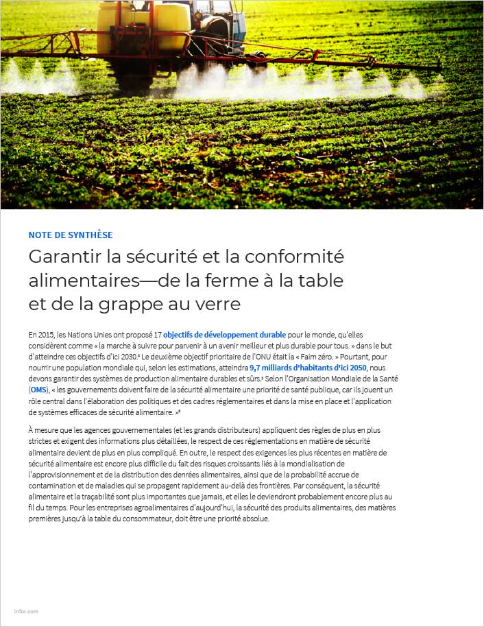 th Ensuring food safety and compliance   from farm to table and grape to glass Executive Brief French