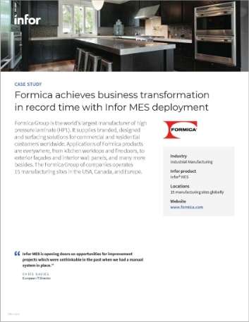 Formica achieves business transformation in record time with Infor MES deployment Case Study English