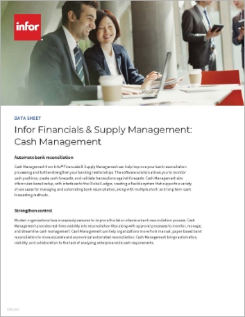 Infor  Financials and Supply Management Cash Management Data Sheet English